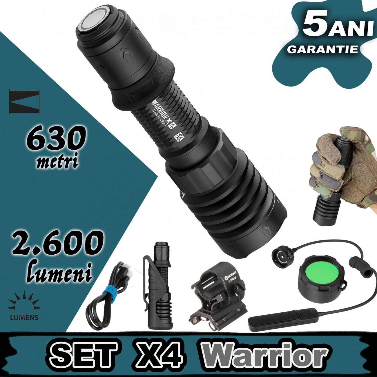 Olight4本セット　総額¥52980相当 Set lanterna vanatoare Olight SET X4 Warrior