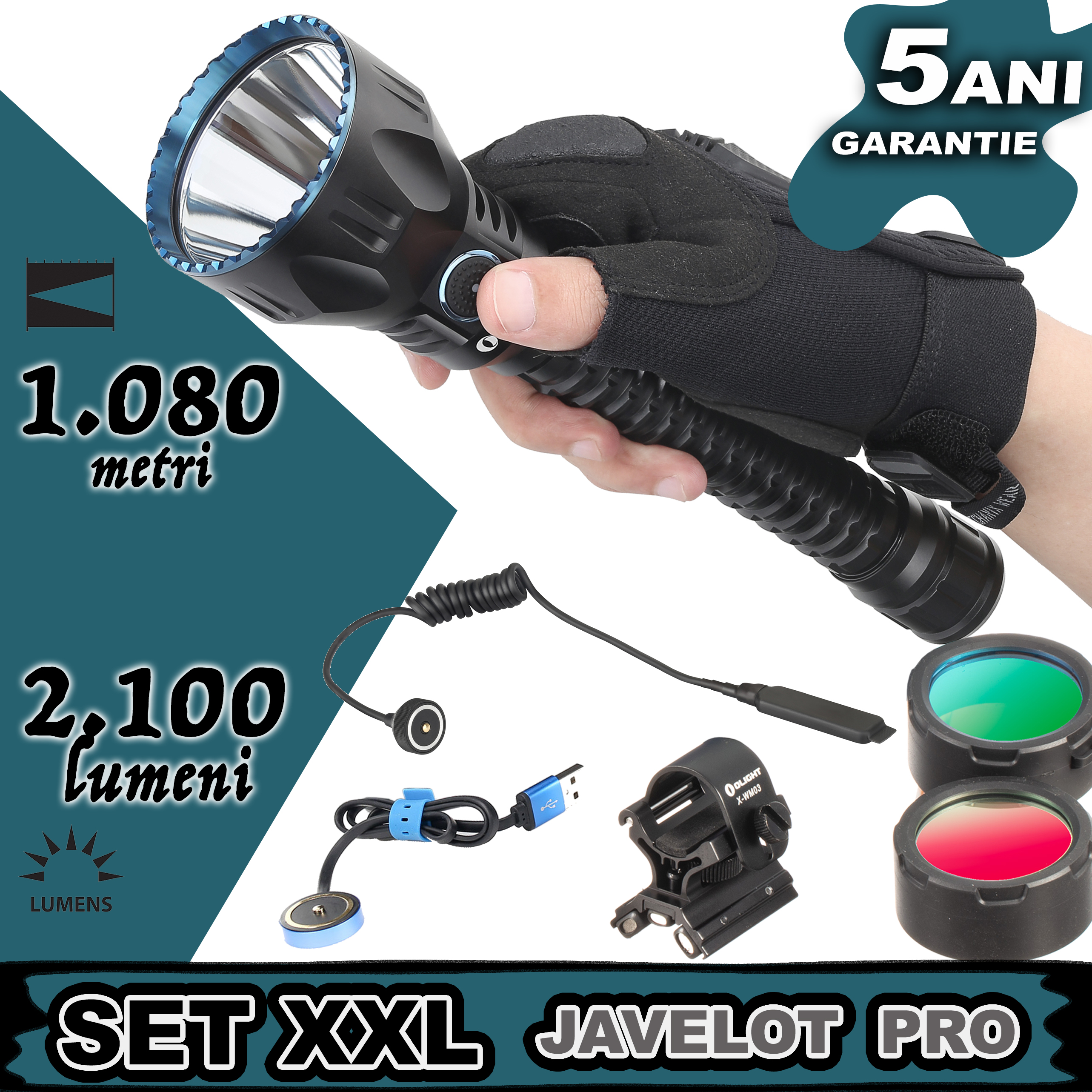 Set complet lanterna vanatoare Olight SET XXL reincarcabil