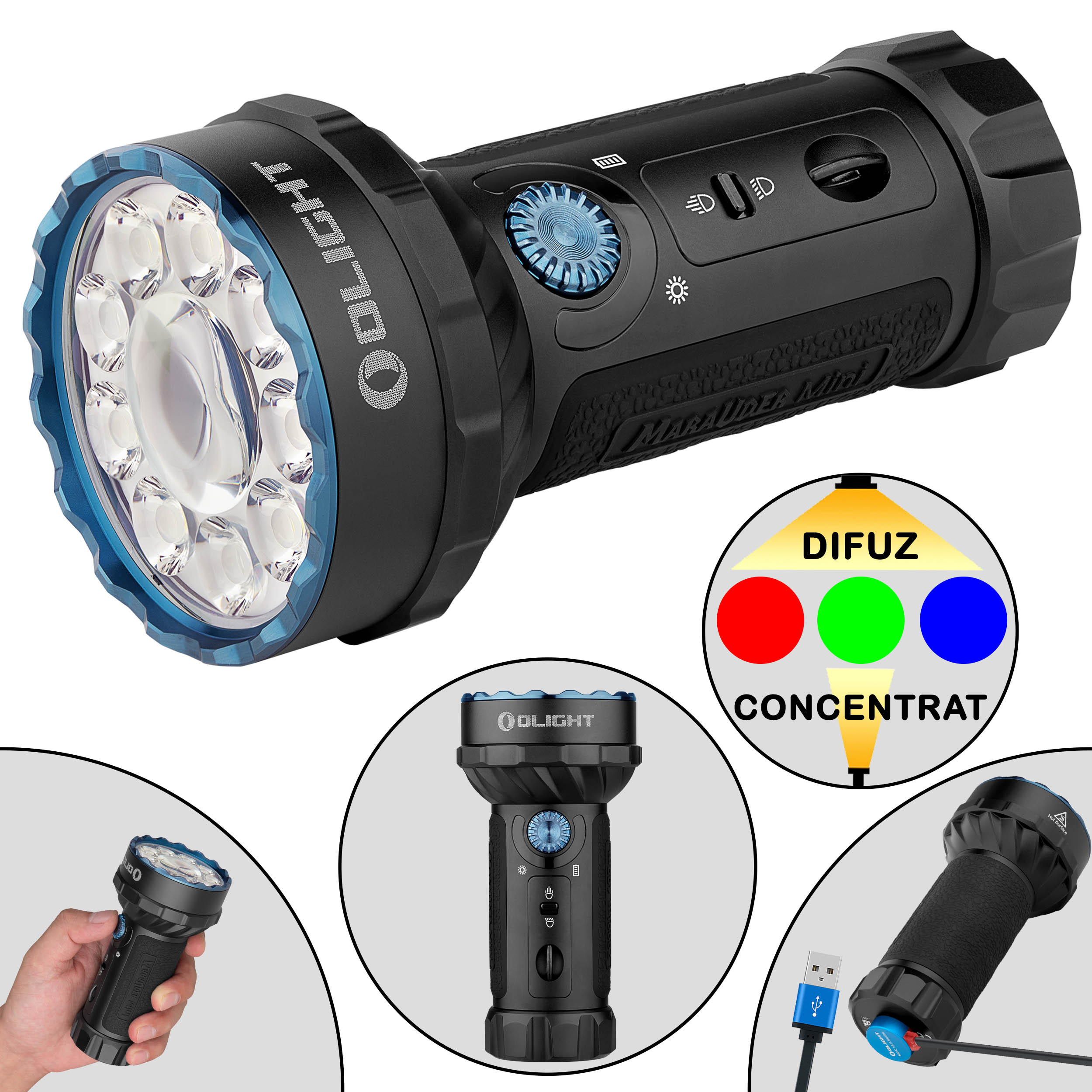 Lanterna Olight Marauder Mini cu 10 led-uri