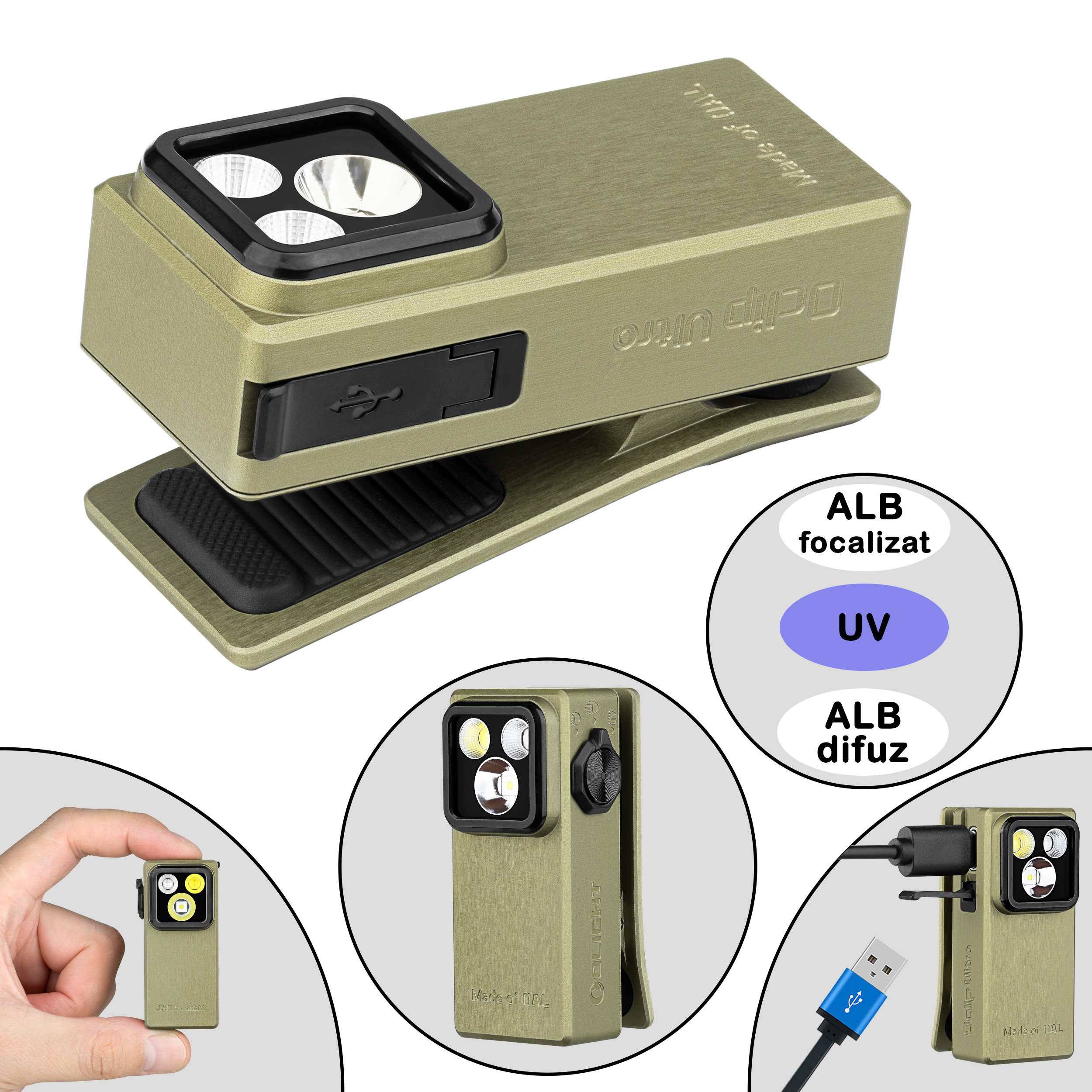 Lanterna Olight Oclip ULTRA prevazuta cu 2 moduri de iluminare si