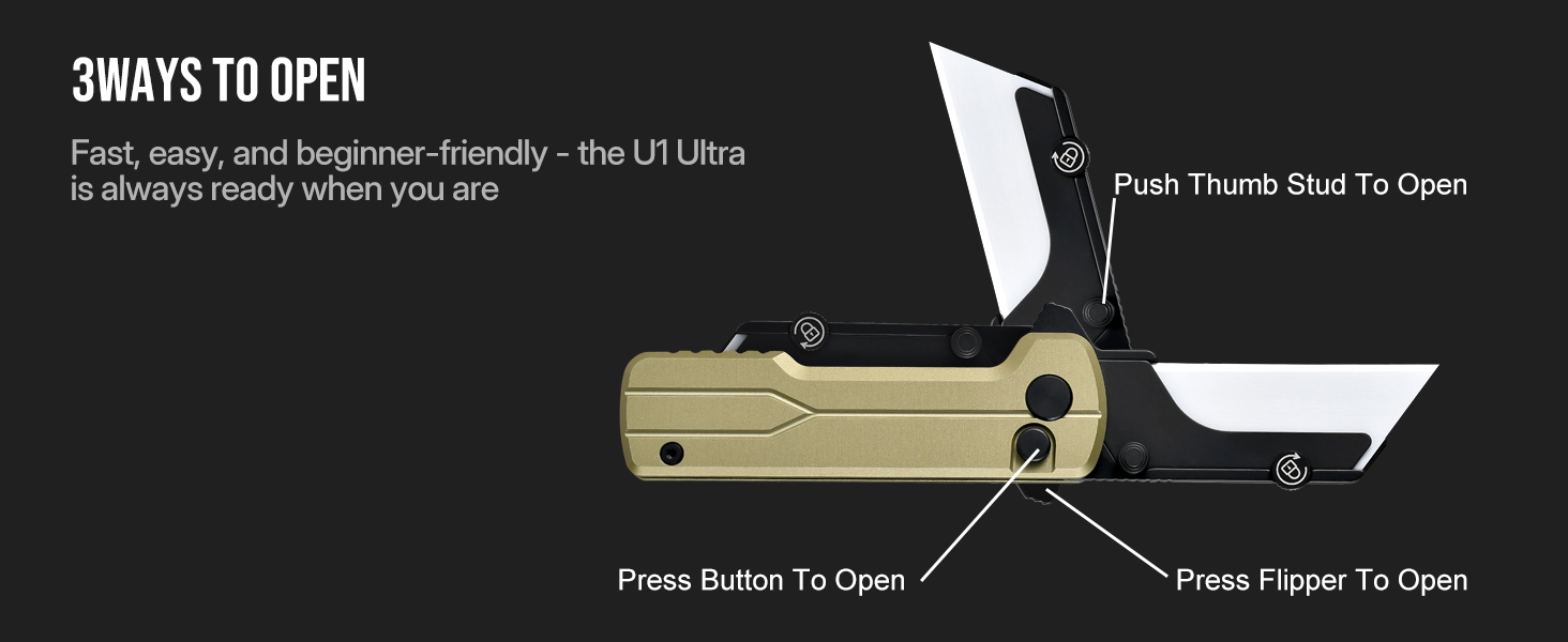 U1 Ultra: deschidere prin flipper, pin pentru degetul mare sau buton