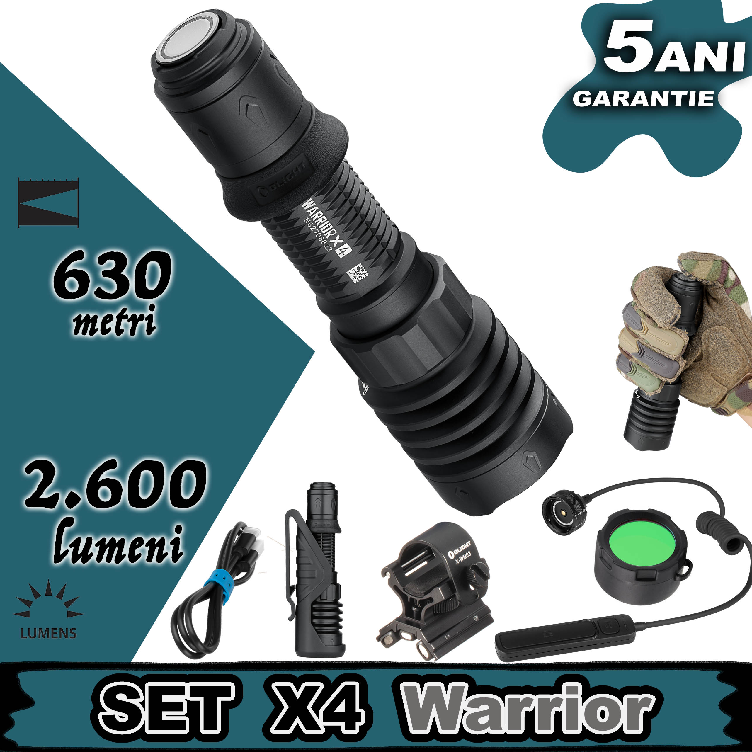 Set lanterna vanatoare Olight SET X4 Warrior